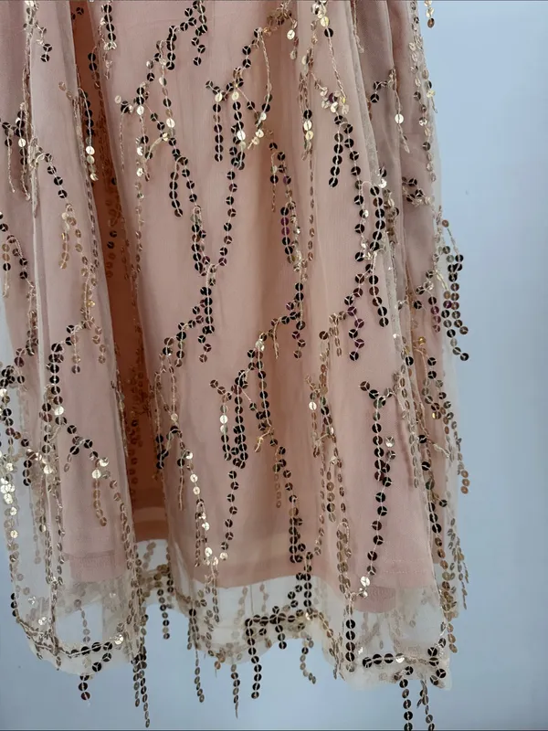 BloomChic Peach pink slip Dress sequin fringe mesh 18-20 party holiday HOCO - Image 4