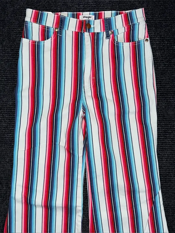 Wrangler NWT High Rise Multicolored Striped Flare Jeans Sz 30 x 32 Retro Western - Image 4