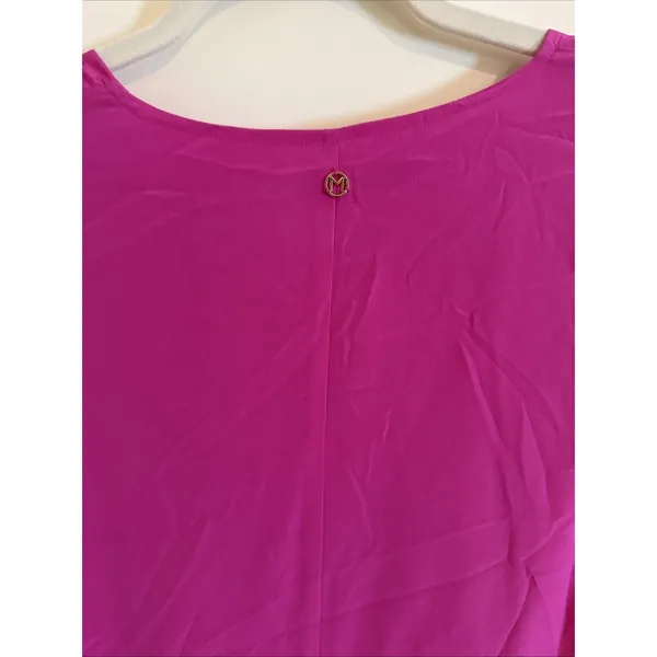 Marie Oliver Maura Pink Size X Small Dress Feather Trim V-Neck 100% Silk - Image 3