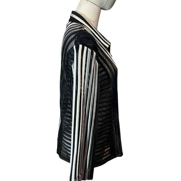 Damee Inc 2 PC Set Top and Overshirt Black Silver Sheer Mesh Art XL Space Punk - Image 11