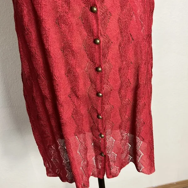 Free people tank top semi sheer textured material burnt Red Size M NWT - Image 7