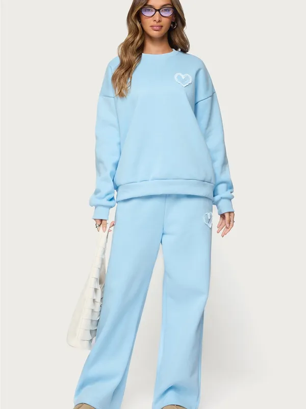 NWT Edikted Love Oversized Sweatshirt light blue size medium - Image 6