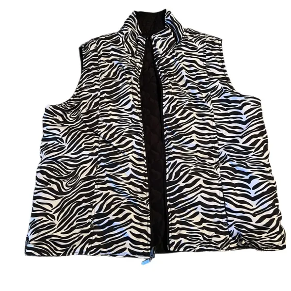 Women's REVERSIBLE zip up vest with pockets size M Black Size M - Image 2