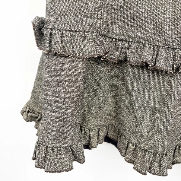 Ann Taylor LOFT Womens Brown Wool Blend Tweed Ruffle Hem Career Office Skirt 12 - Image 2