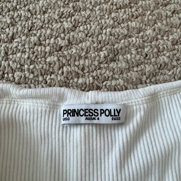 Princess Polly White Ribbed Off-Shoulder Top - Image 4