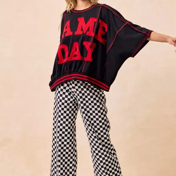 BiBi Gameday Theme Checkered Printed‎ Pants Size XL - Image 6