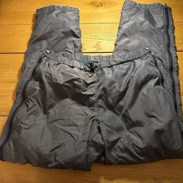 Patagonia gray windbreaker fleece lined zipper pants snow large - Image 3