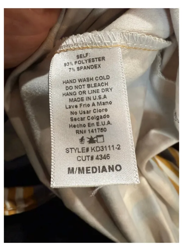 orange creek Mustard and Gray Striped Tie-Waist Midi Dress - Image 6