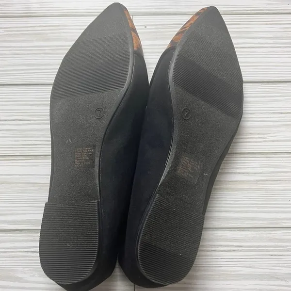 Gap Women’s Black and Animal Print Pointed Toe D’Orsay Ballet Flats Sz 7 - Image 5