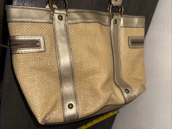 Coach Legacy Vintage Straw Metallic‎ Gold Leather Tote Bag M05K-113 - Image 15