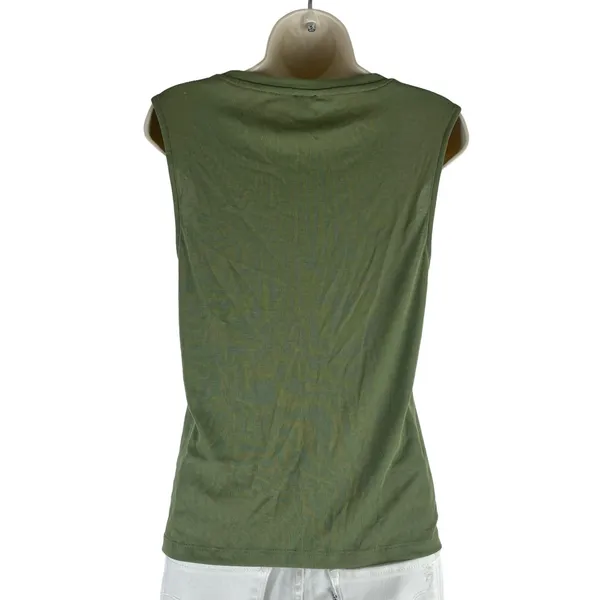 J. Crew Tiered Ruffle Drapey Crew Neck Tank Top Green Size M - Image 7