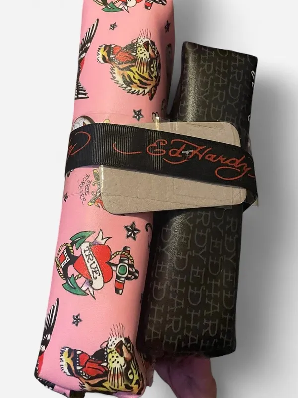 Ed Hardy 2-Piece Pink & Black Tattoo Print Cosmetic Set with Ribbon - Image 5