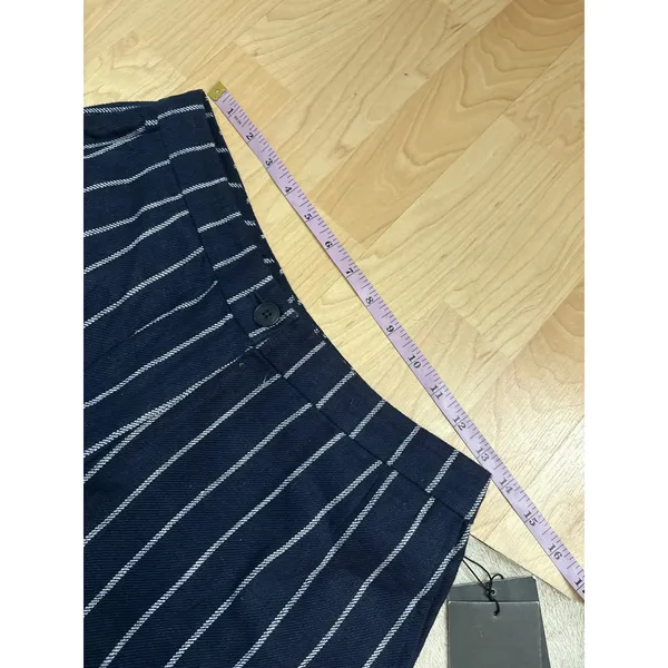 REFORMATION NEW Navy Linen Striped Trouser Pants‎ Size 6 - Image 7