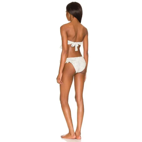 CHIO Ruffle Bikini Top in Silver Medium New Bandeau Strapless Tube - Image 2