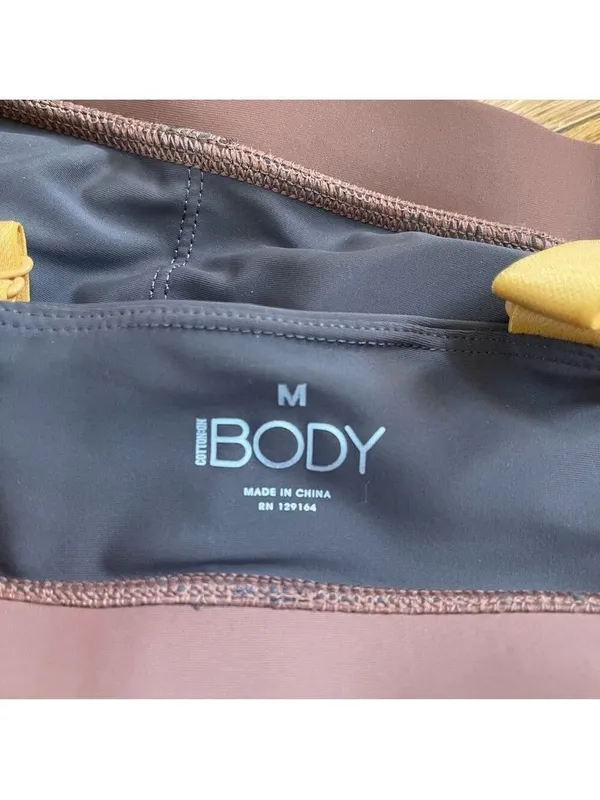 Cotton On Body Straight Up Longline Sports Bra - Graphite Grey & Golden Yellow M - Image 7