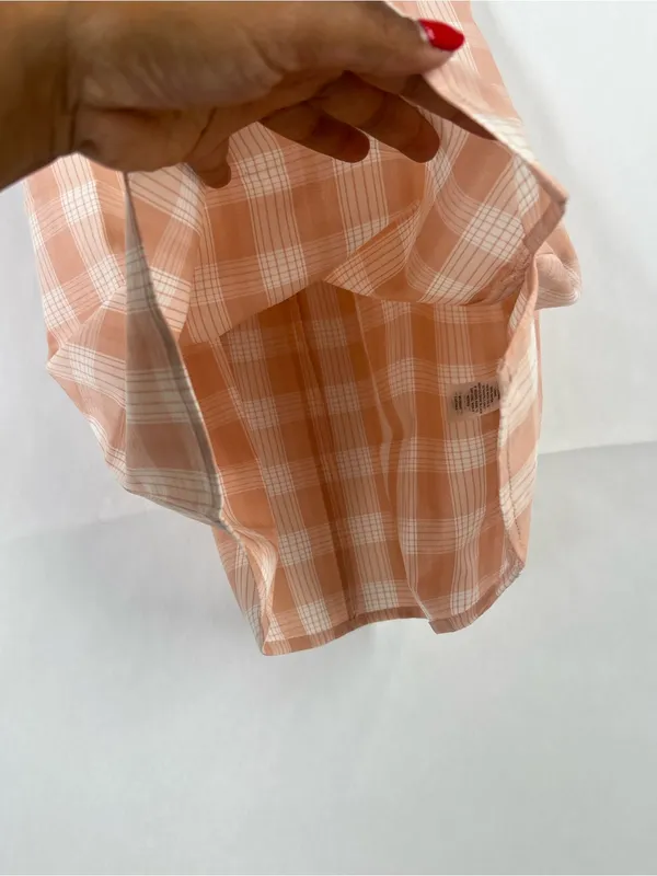 BP Peach Plaid Mini Dress XS Spaghetti‎ Strap Lightweight Back Zip - Image 5