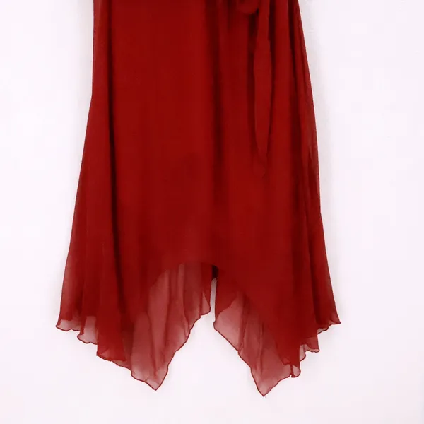 Jonathan Martin Vintage Y2K Silk Chiffon Dress Fairy Whimsigoth Size‎ 8 Deep Red Rhinestone Vamp - Image 13