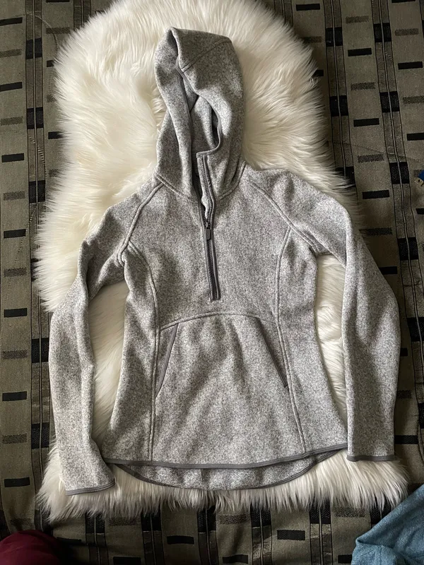 Lululemon Fleece & Thank You Pullover Heathered Gray 1/2 Zip - Image 4