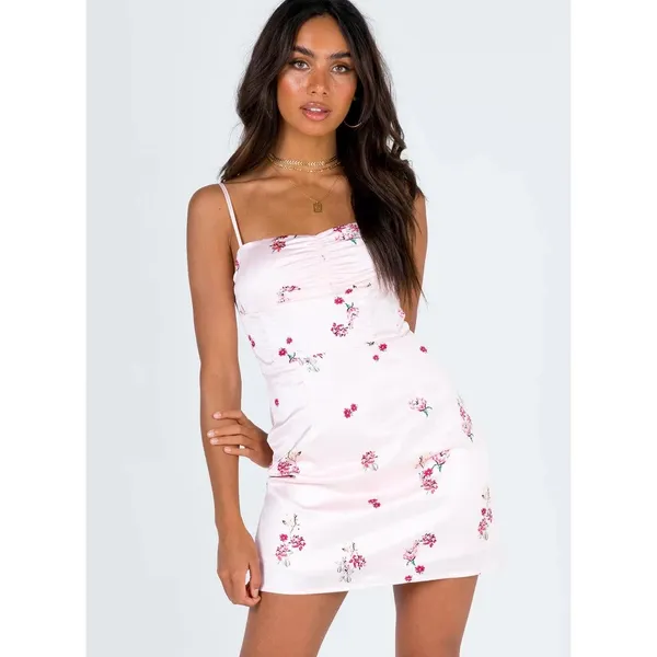 Princess Polly Pink Floral Silk Satin Sleeveless Mini Cami Camisole Slip Dress 2 - Image 10