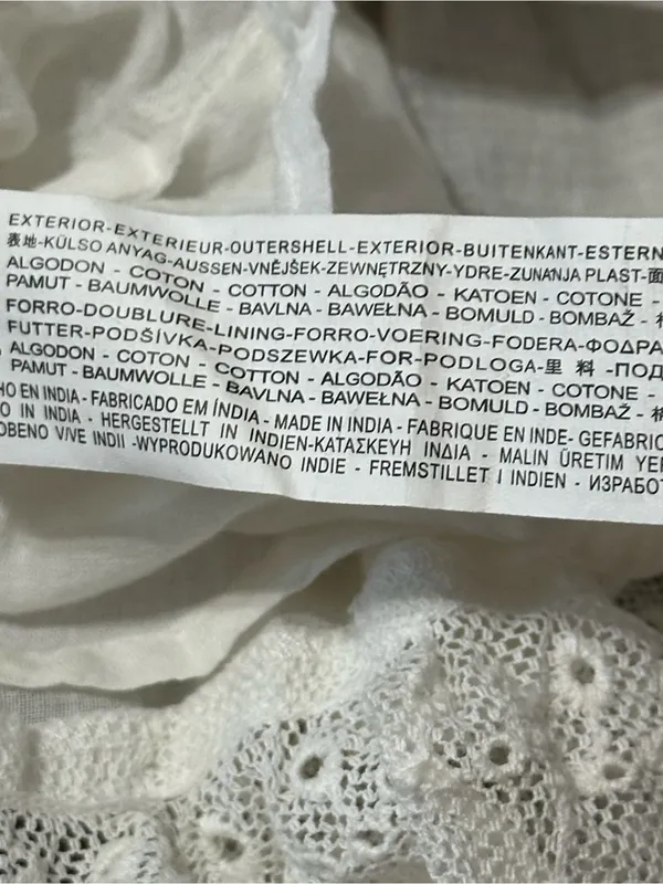 Zara Women’s Size M White Cotton Lace Trim Lined Spaghetti Strap Mini Slip Dress - Image 6