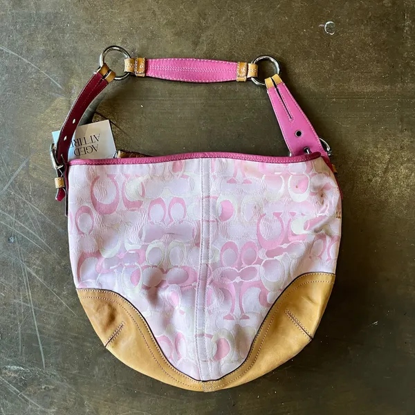 Vintage Coach Y2K Hobo Pink Optic Signature Large Soho Shoulder Bag 1851 From JP - Image 2
