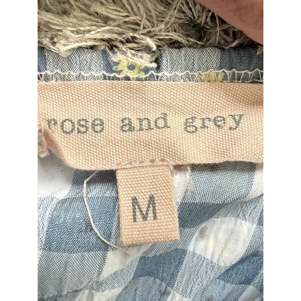Rose & Grey Women’s M Gingham Peasant Crop Top Long Sleeve Cottagecore Floral - Image 11