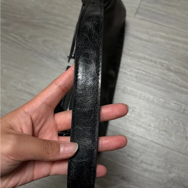 Elegant Faux Black Leather Shoulder Bag - Image 5