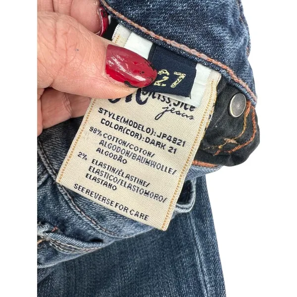 Miss Me 27 Flare Raw Edge Low Rise Denim Jean Embossed Back Pockets 30" Inseam - Image 5