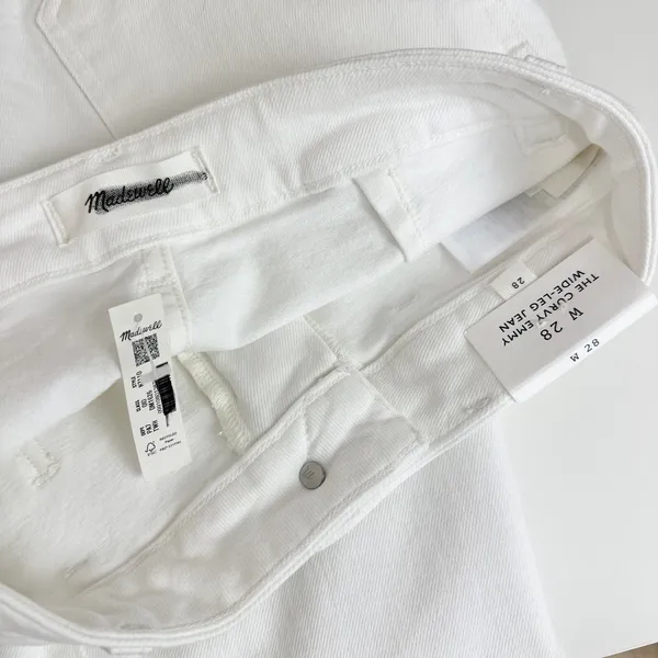 Madewell The Curvy Emmy Wide Leg Jean Super Stretch Denim Tile White US 28 NWT - Image 14