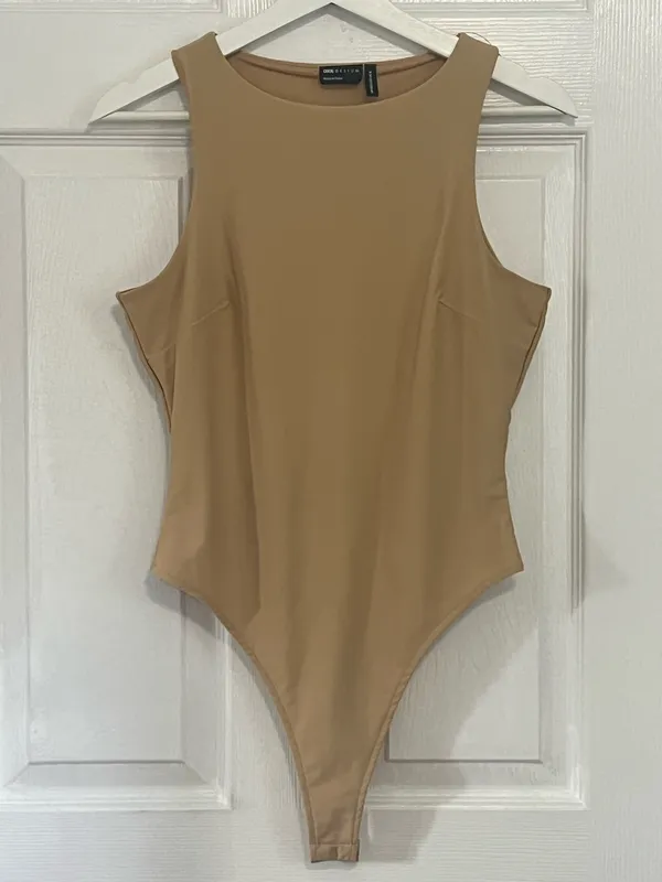 ASOS Beige Sculpting Thong Bodysuit High Neck Sleek Minimalist US 6 - Image 2