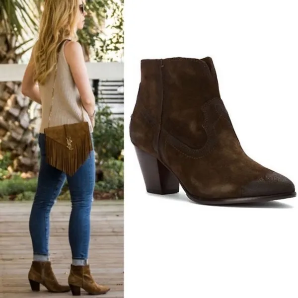 Frye Renee Seam Suede Short Boot in Brown‎ Size 10 - Image 2