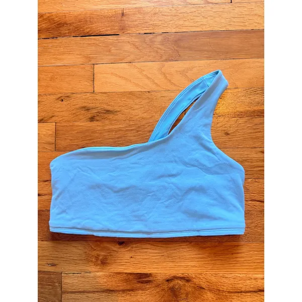 Alo Yoga Pixie Bra One‎ Shoulder Light Blue Skies Asymmetrical Sports Bra Size L - Image 3