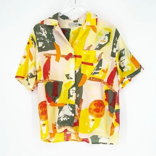 Urban Outfitters Printed Camp Button Down‎ Top Women's Size XS Retro Vacation - Image 2
