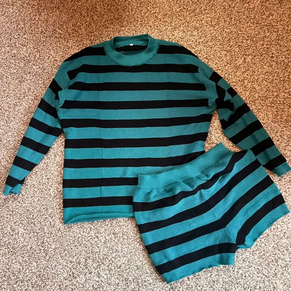 Striped sweater set Blue Size M - Image 2