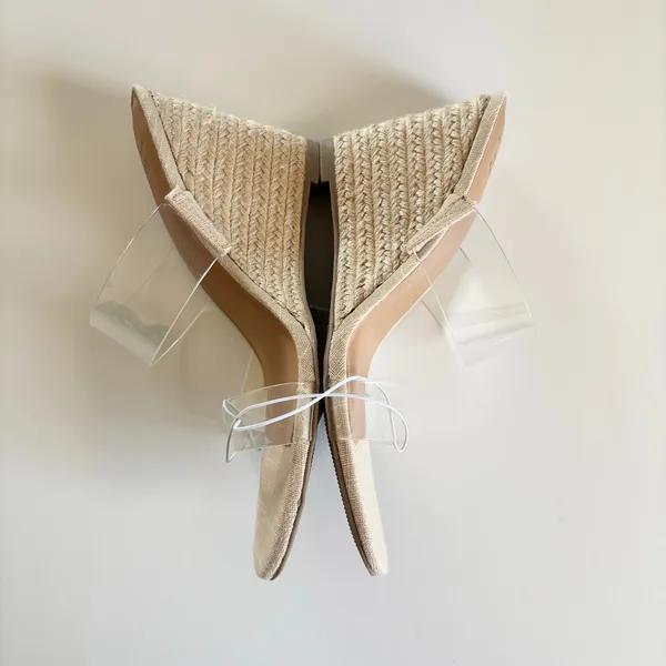 A New Day Ansel Clear PVC Double Band Open Toe Wedge Sandals Women's 9.5 NWT - Image 3