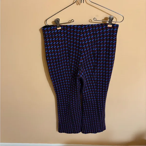 Anthropologie Maeve Margot Kick Crop Pants in Maroon & Blue Houndstooth - Image 6