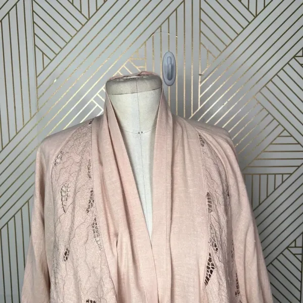 Free People Cool Nights Crochet Cardigan Conch Pink Size Small‎ - Image 4