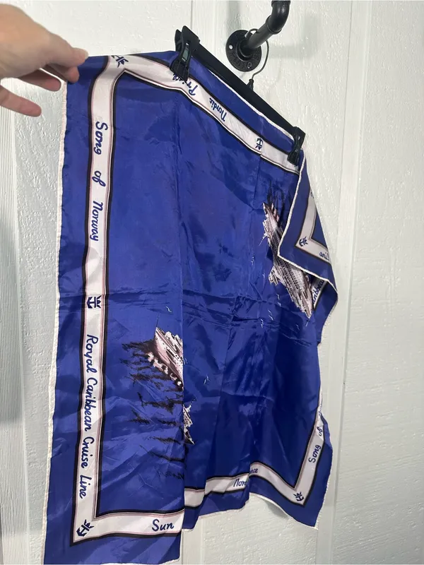 Song of Norway Royal Caribbean Cruise Blue and White Scarf GUC - Image 2