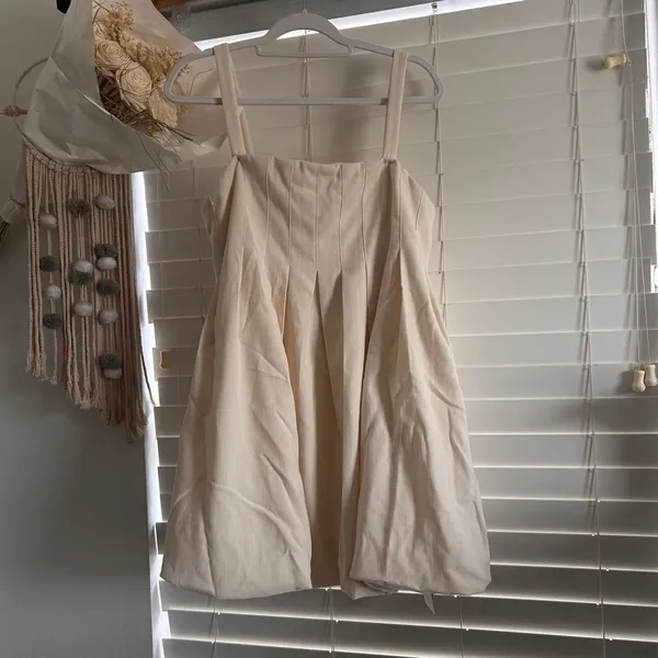 Commense Ivory Pleated Bubble Mini Dress NWT Quiet Luxury Coquette Linen XL - Image 2