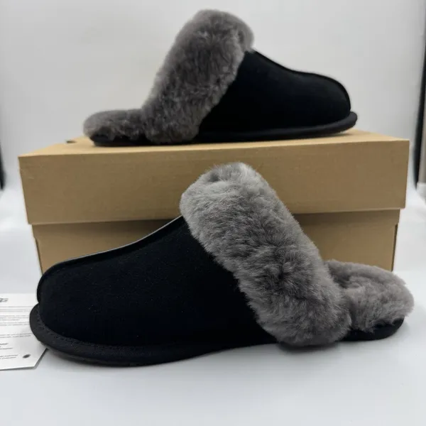 Ugg Australia Women’s Scuffette II Slippers Suede Black/Grey Size 7 New With Box - Image 4