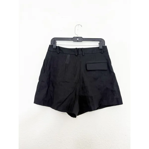 Zara Black Linen Blend High Waist Front Pleats Shorts Size Medium 8026/707 - Image 10