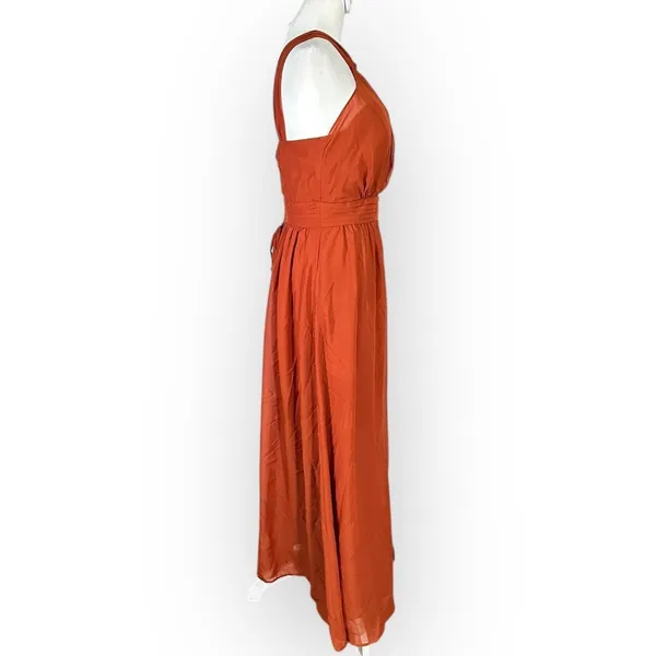 Birdy Grey Maxi Dress Women's Medium Rust Orange Tie Back Halter Sleeveless - Image 4