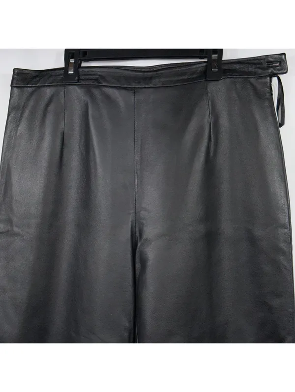 Clio Leather Pants Women’s 14 Black Straight Leg Vintage - Image 2