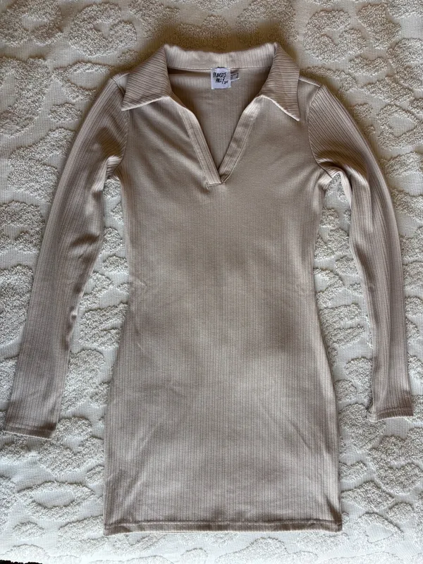 Princess Polly Long Sleeve Mini Dress Tan - Image 2