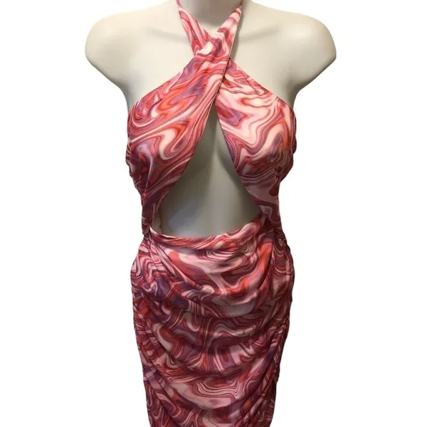 Princess Polly CHRISTOPH Mini Dress Sz. 12 Pink Retro Print BARBIECORE Summer - Image 5