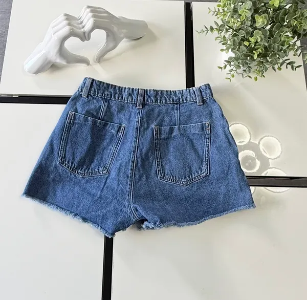 Zara High-Waisted Asymmetric Denim Skort - Light Wash - Size XS - Image 2