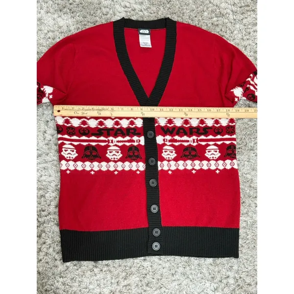 Star Wars Cardigan Women Red Black Darth Vader Storm Trooper Sweater Size M - Image 12