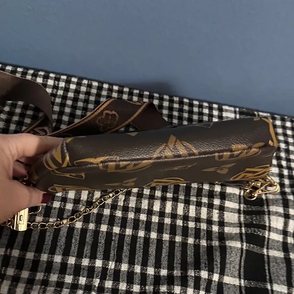 Brown and Tan Patterned Bag with 3 ways to wear and removable straps lie new - Image 3
