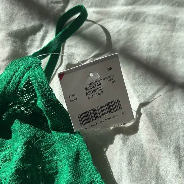 Aerie NWT Green Size Medium Longline Cable Lace Bralette - Image 3