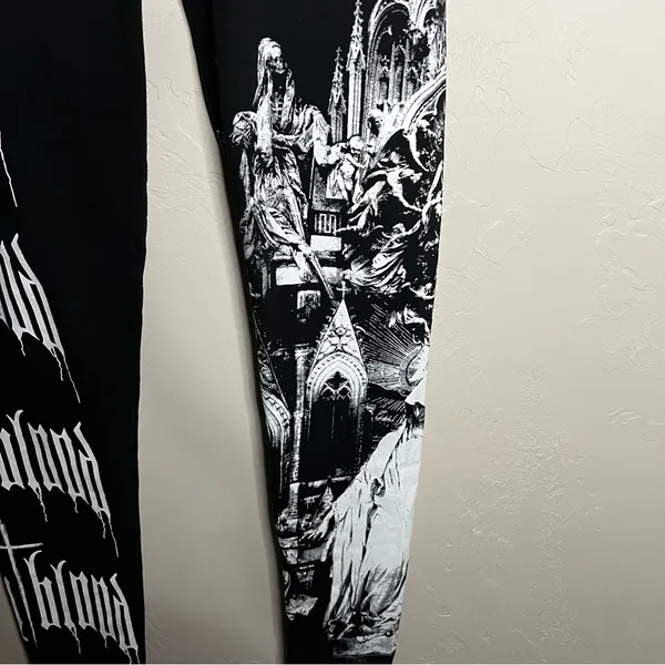Widow Dolls Kill Black White Feeding Time Goth Cross Zipper Closure Leggings‎ - Image 7